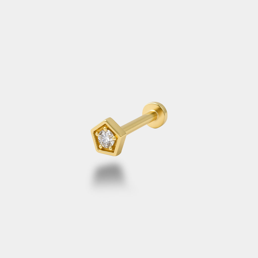 Beşgen Tek Taş Piercing