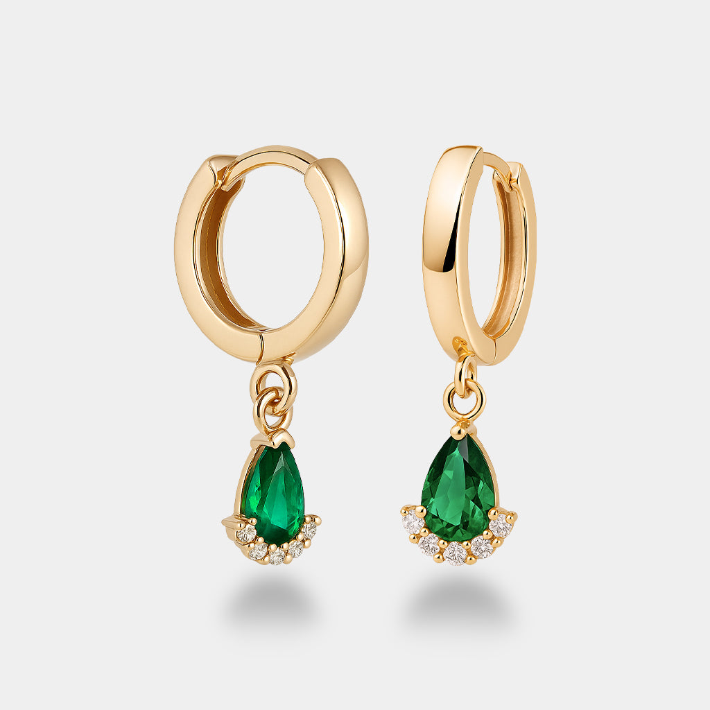 Yeşil Taşlı Damla Küpe