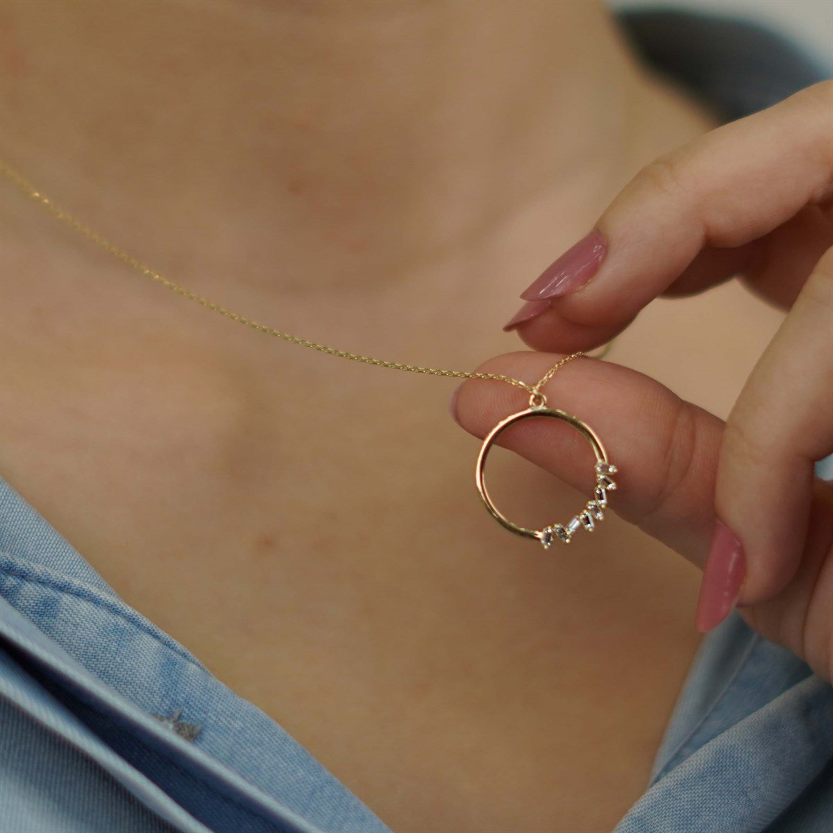 Baget Taş Halka Kolye