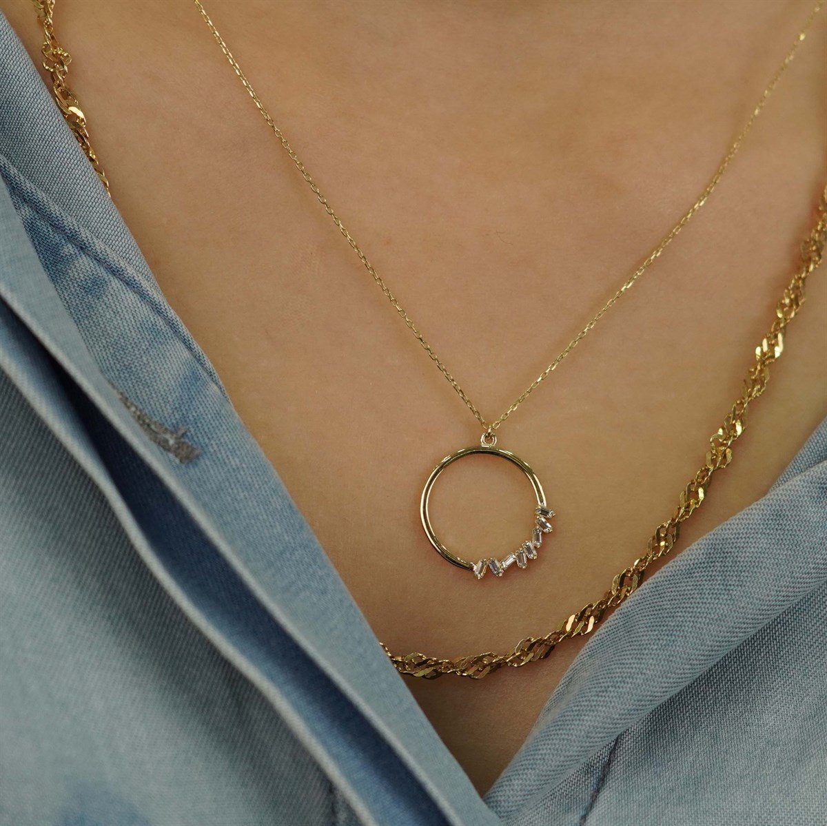 Baget Taş Halka Kolye