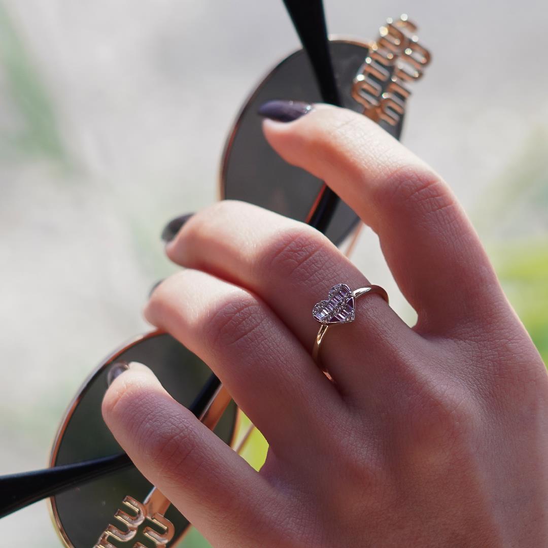 Baget  Taşlı Kalp Yüzük