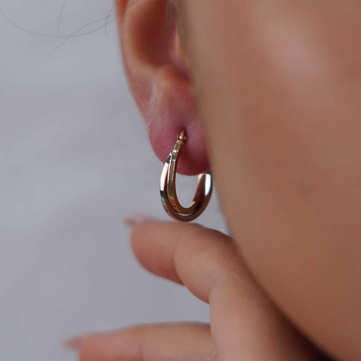 Çift Renk Halka Küpe - L