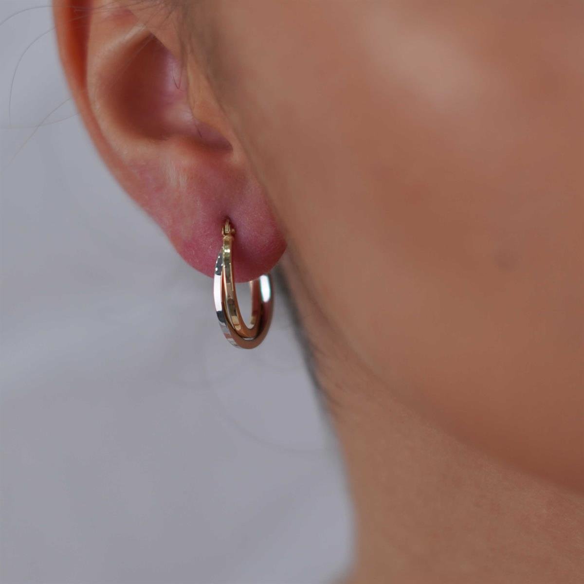 Çift Renk Halka Küpe - L