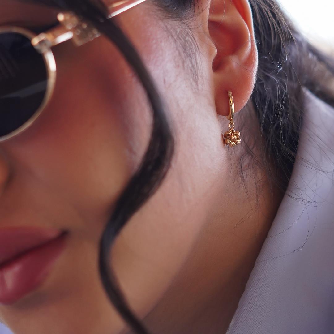 Dorika Taşlı Halka Küpe