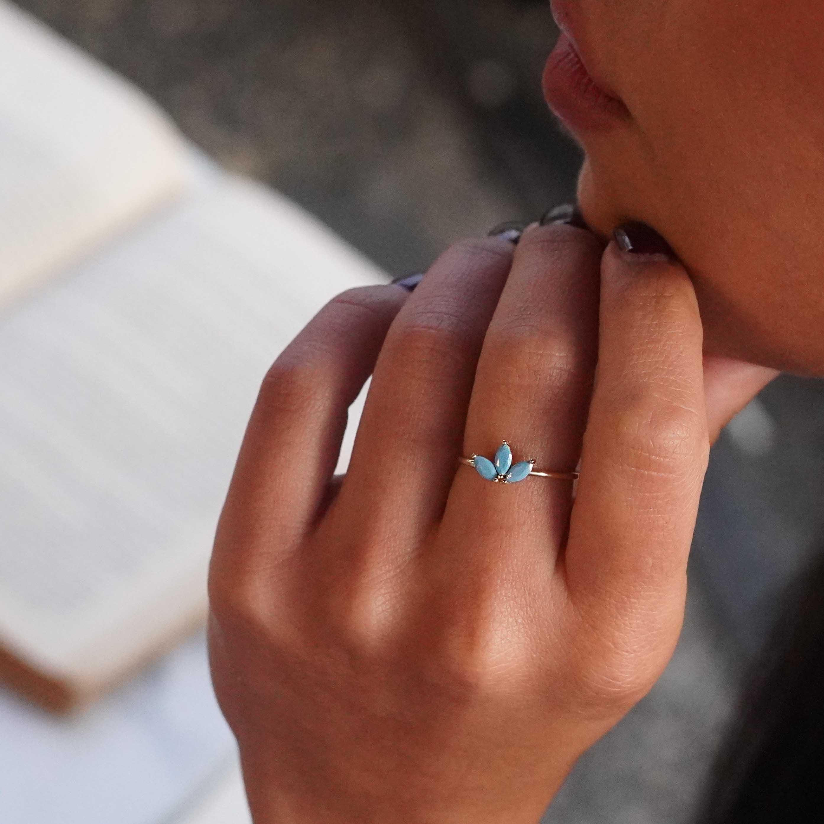 Firuze Lotus Yüzük