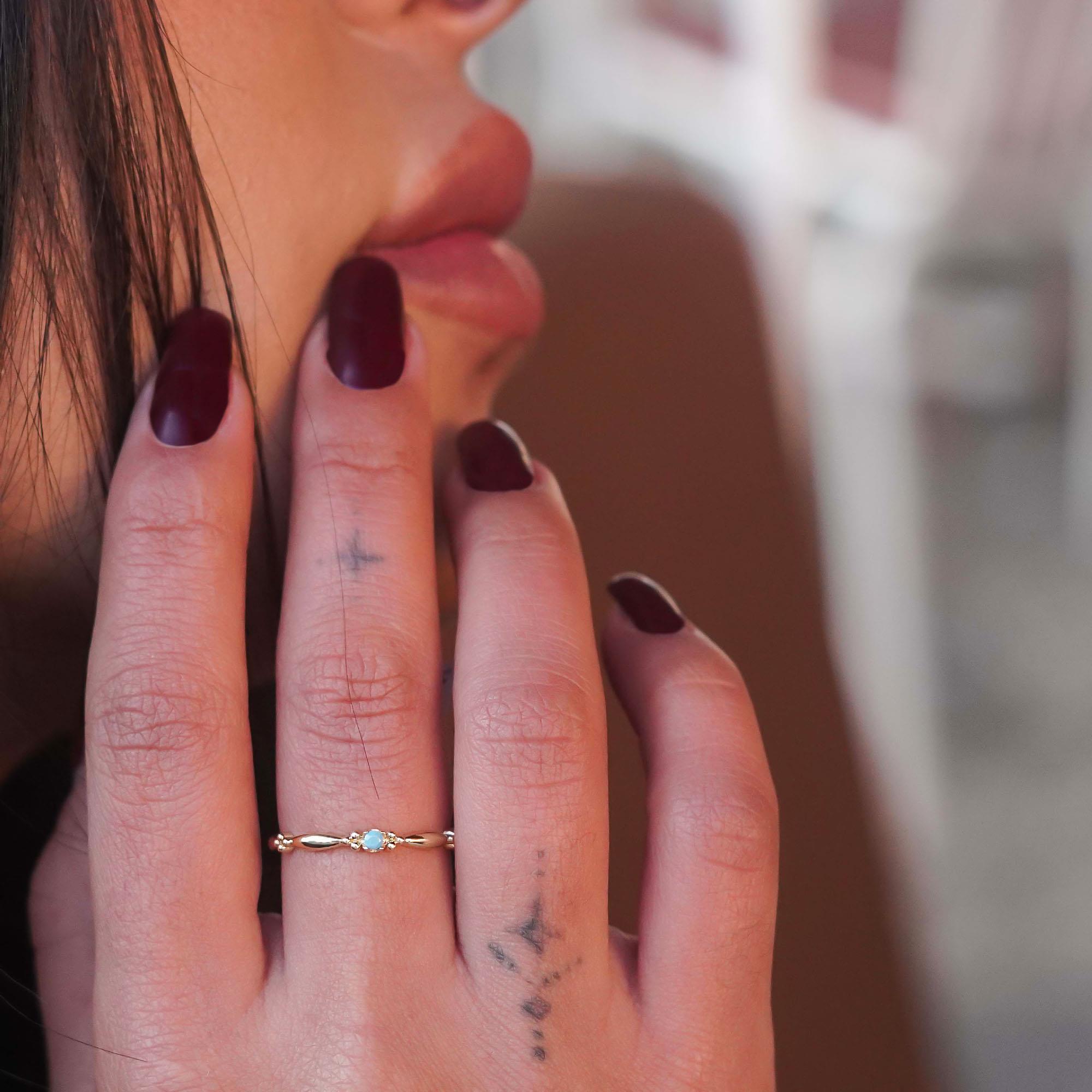 Firuze Taşlı Mini Yüzük