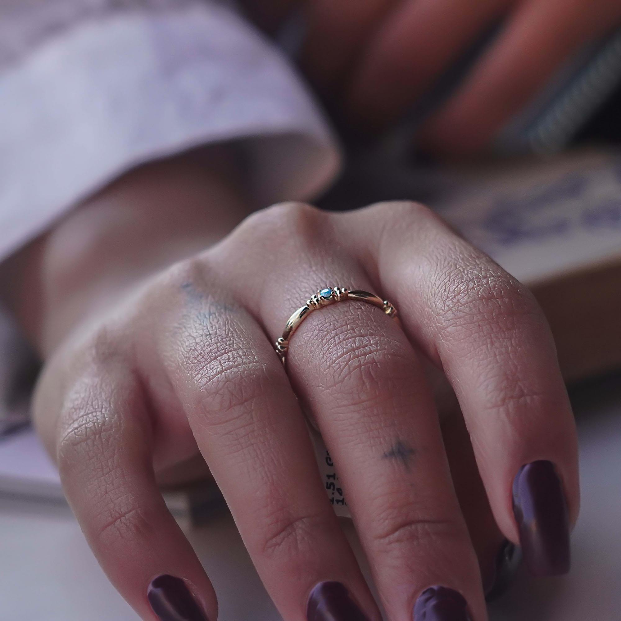 Firuze Taşlı Mini Yüzük