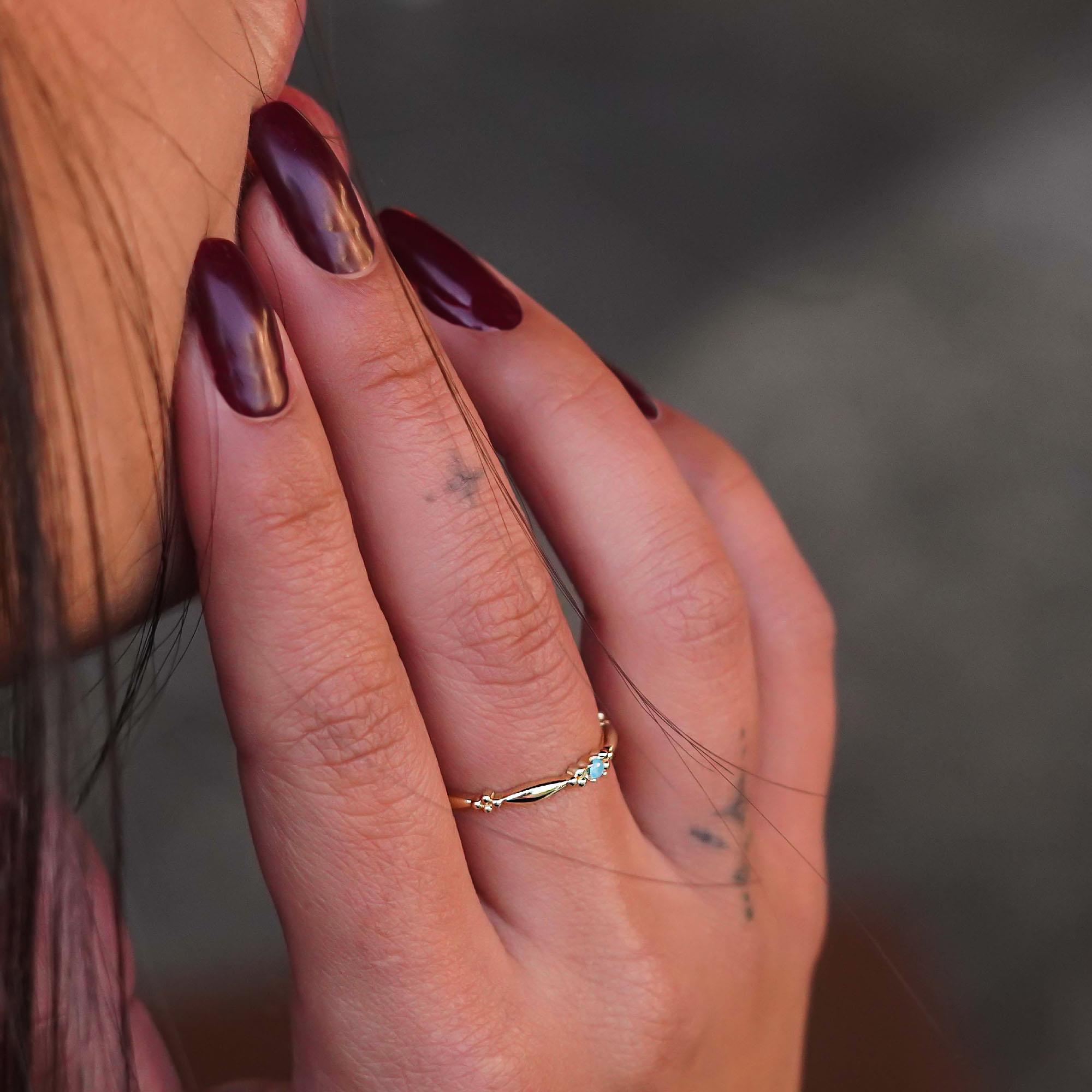 Firuze Taşlı Mini Yüzük