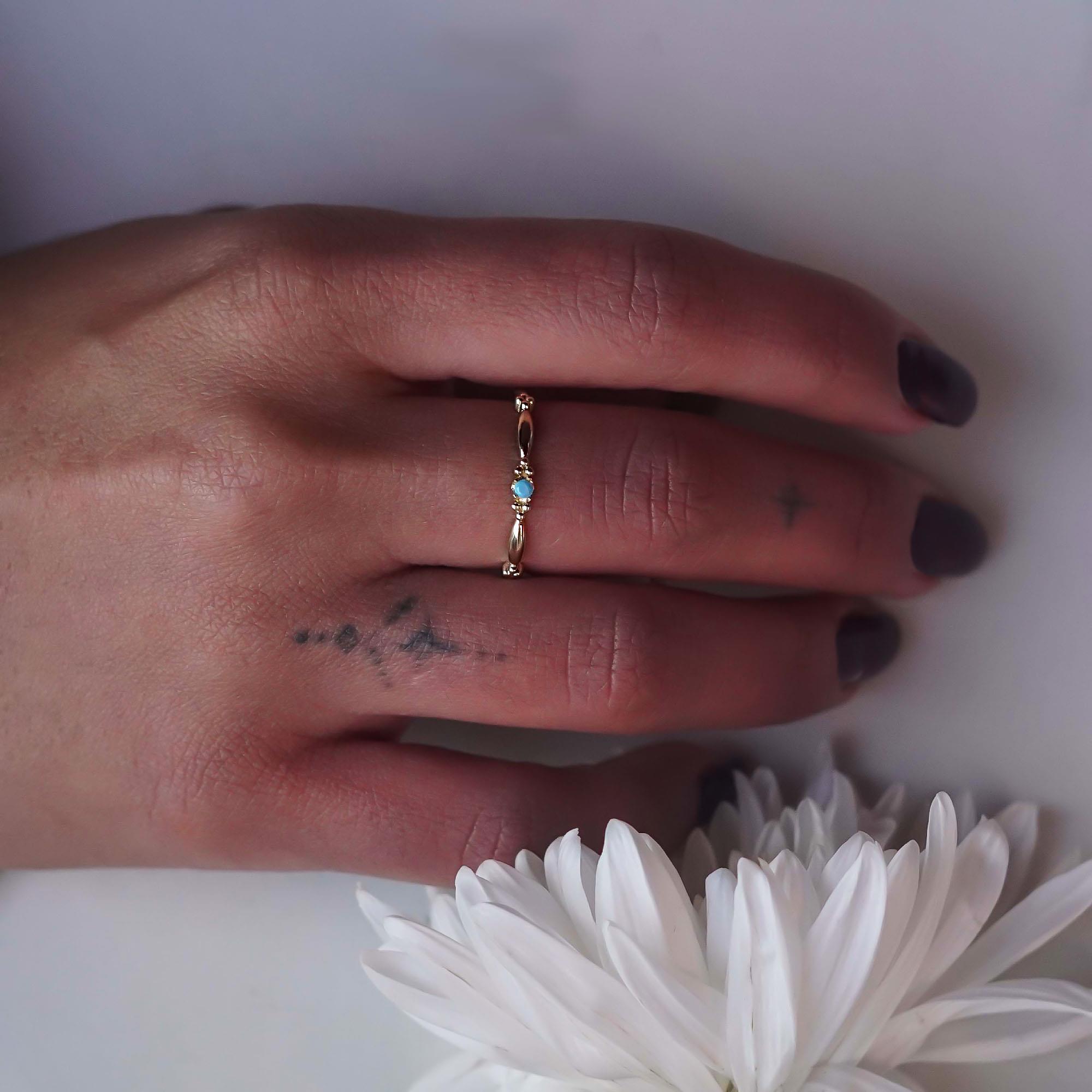 Firuze Taşlı Mini Yüzük