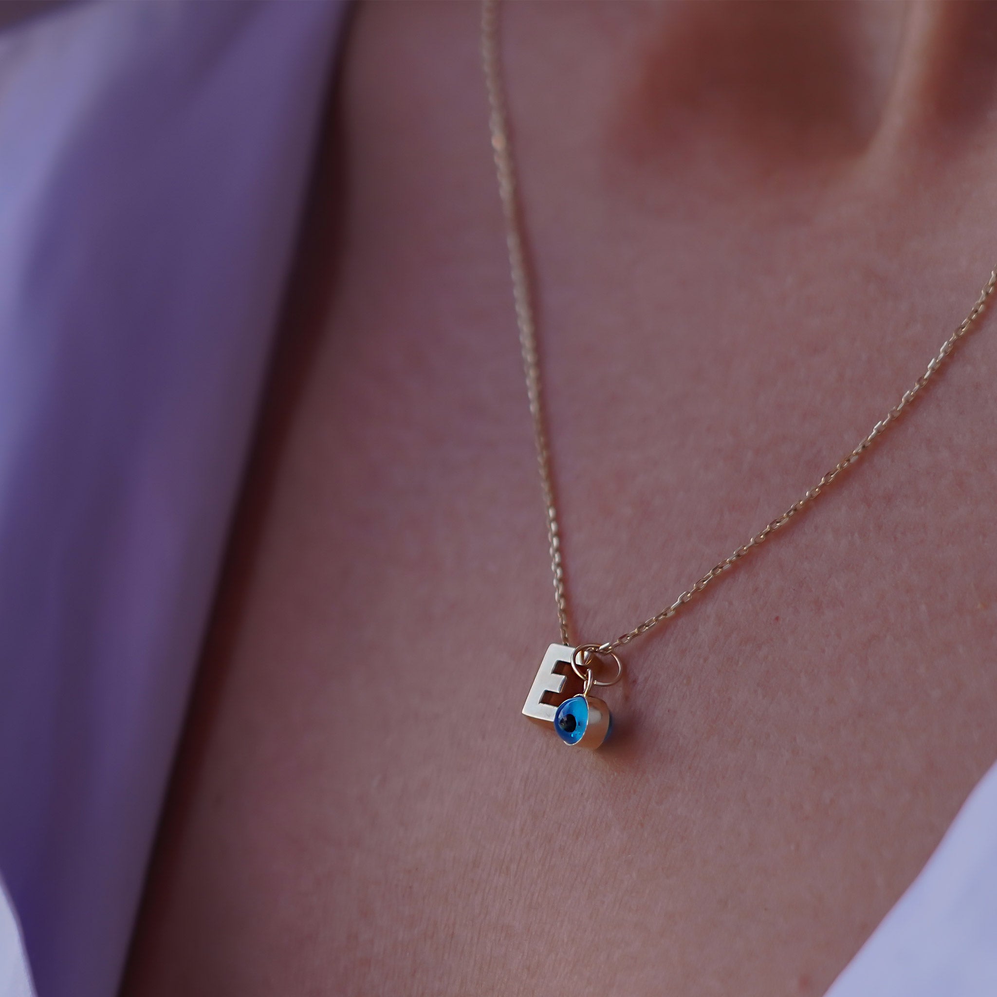 Gözlü Üç Boyutlu Harf Kolye