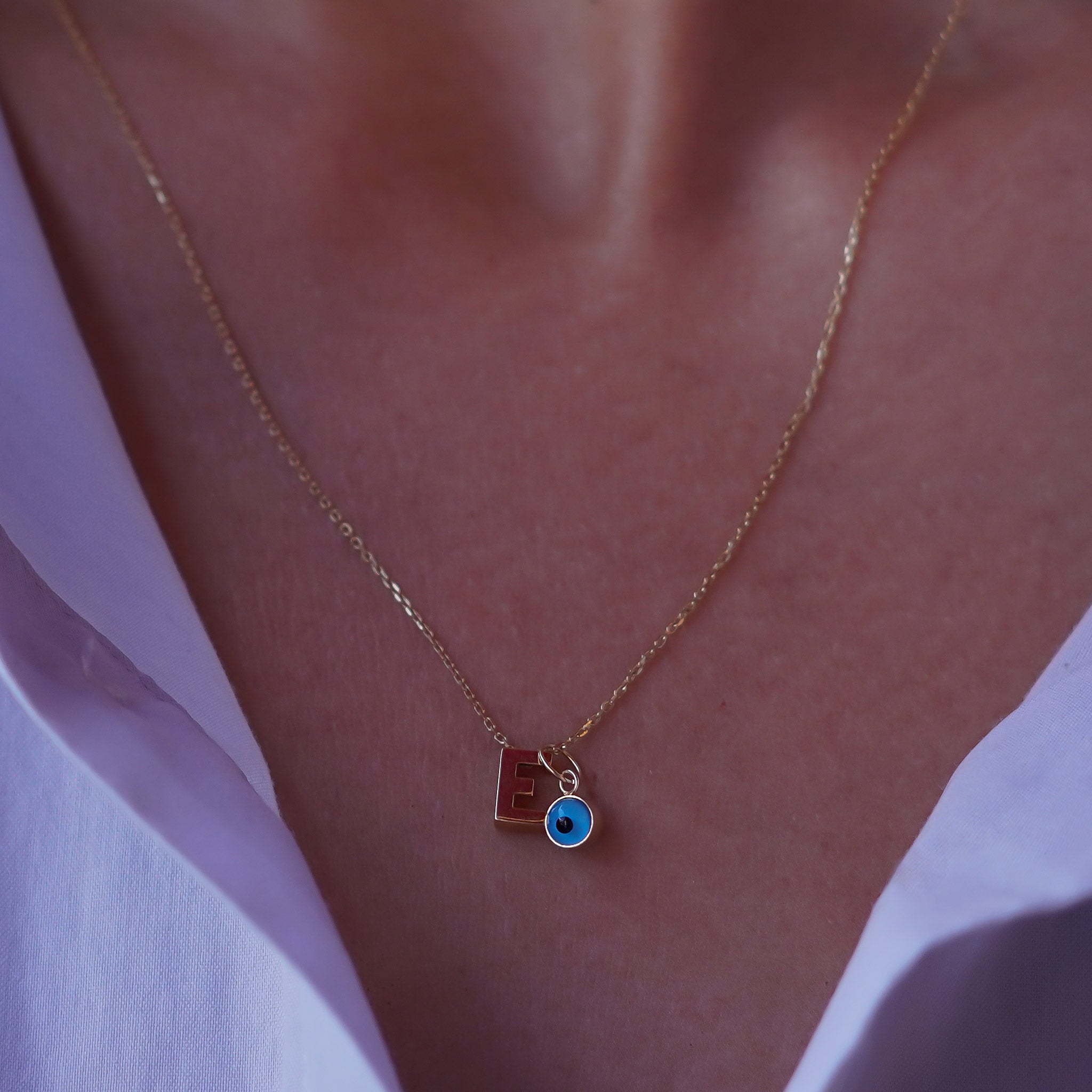 Gözlü Üç Boyutlu Harf Kolye