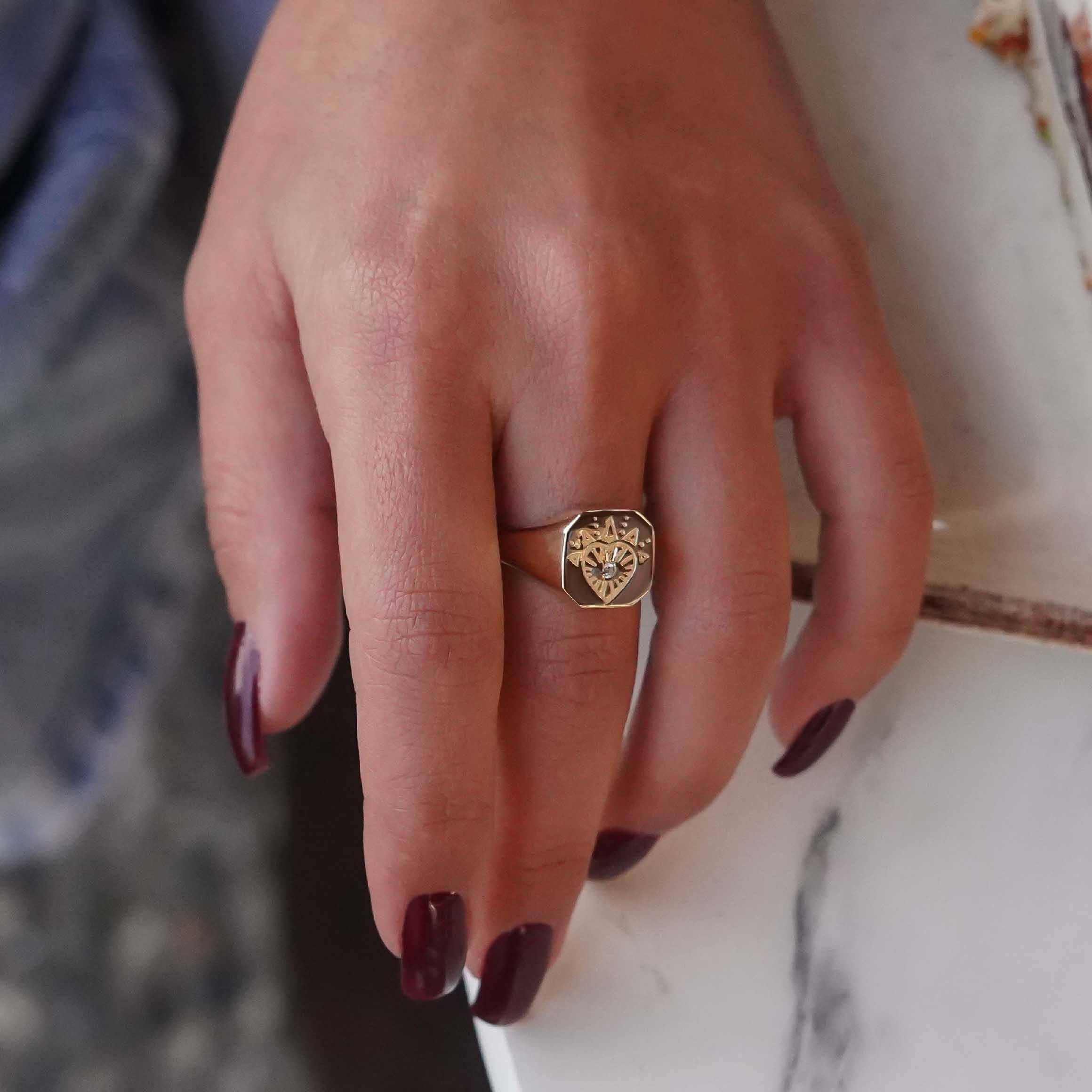 Gravür Kalp Yüzük