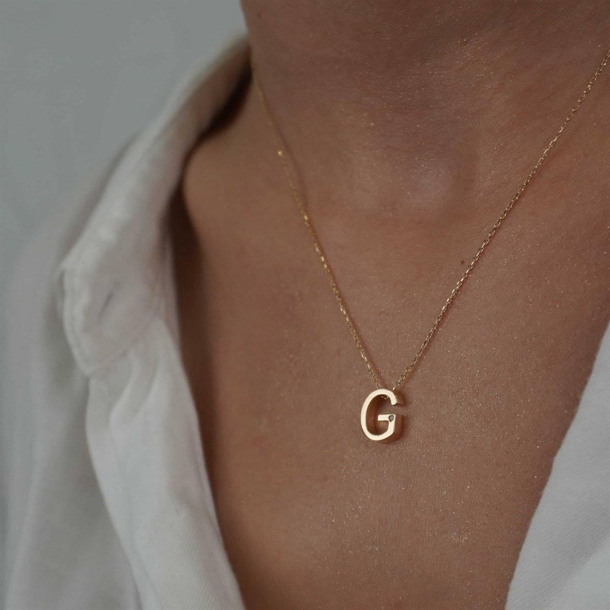 Harf Kolye - Pırlanta Seçeneği