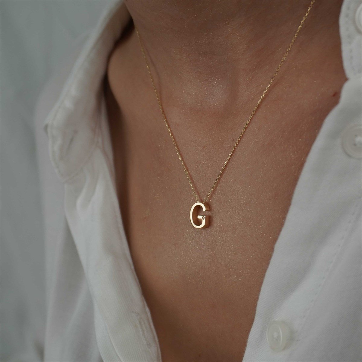 Harf Kolye - Pırlanta Seçeneği