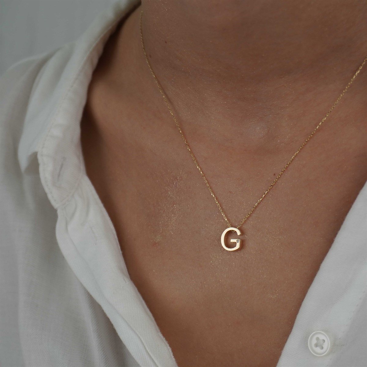 Harf Kolye - Pırlanta Seçeneği