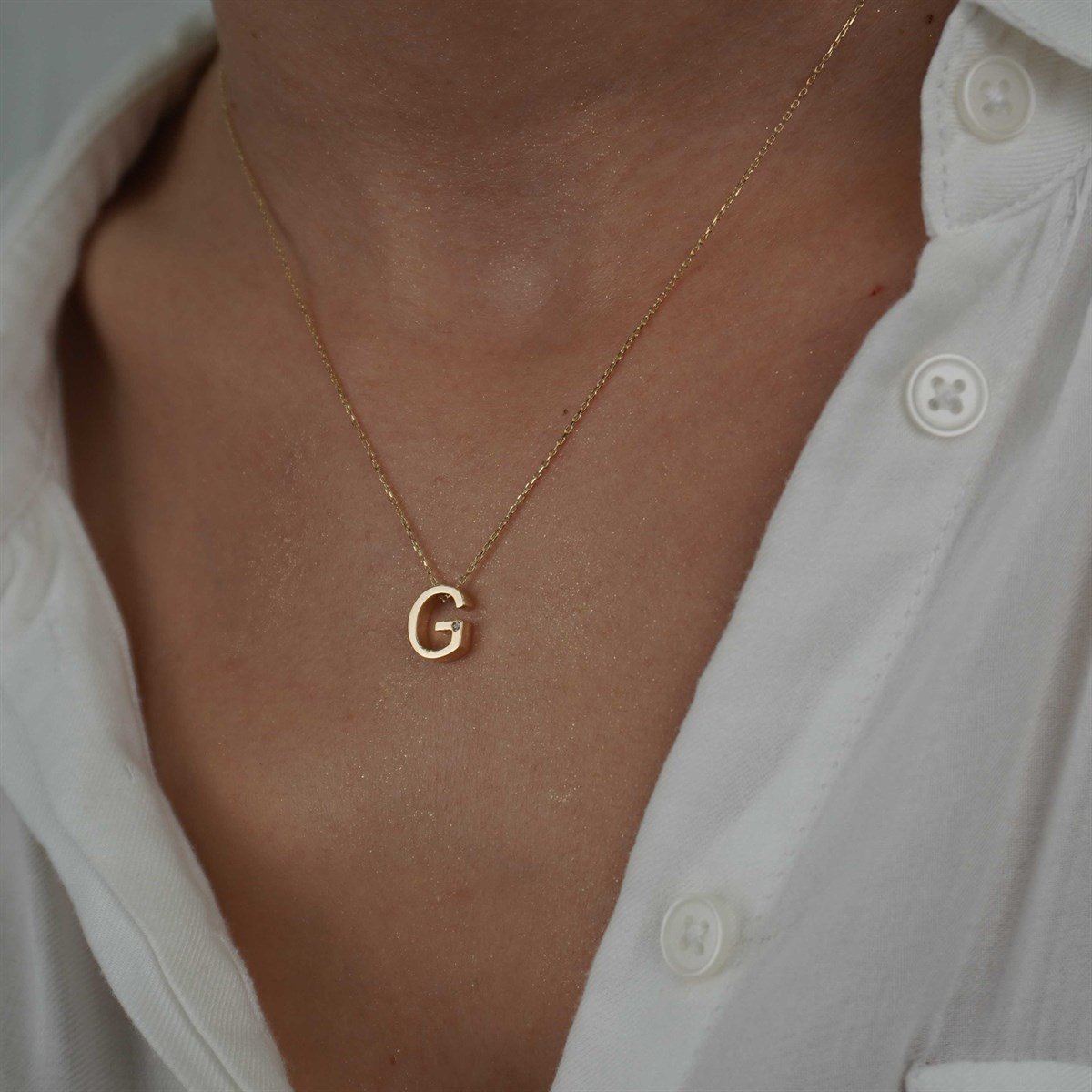 Harf Kolye - Pırlanta Seçeneği