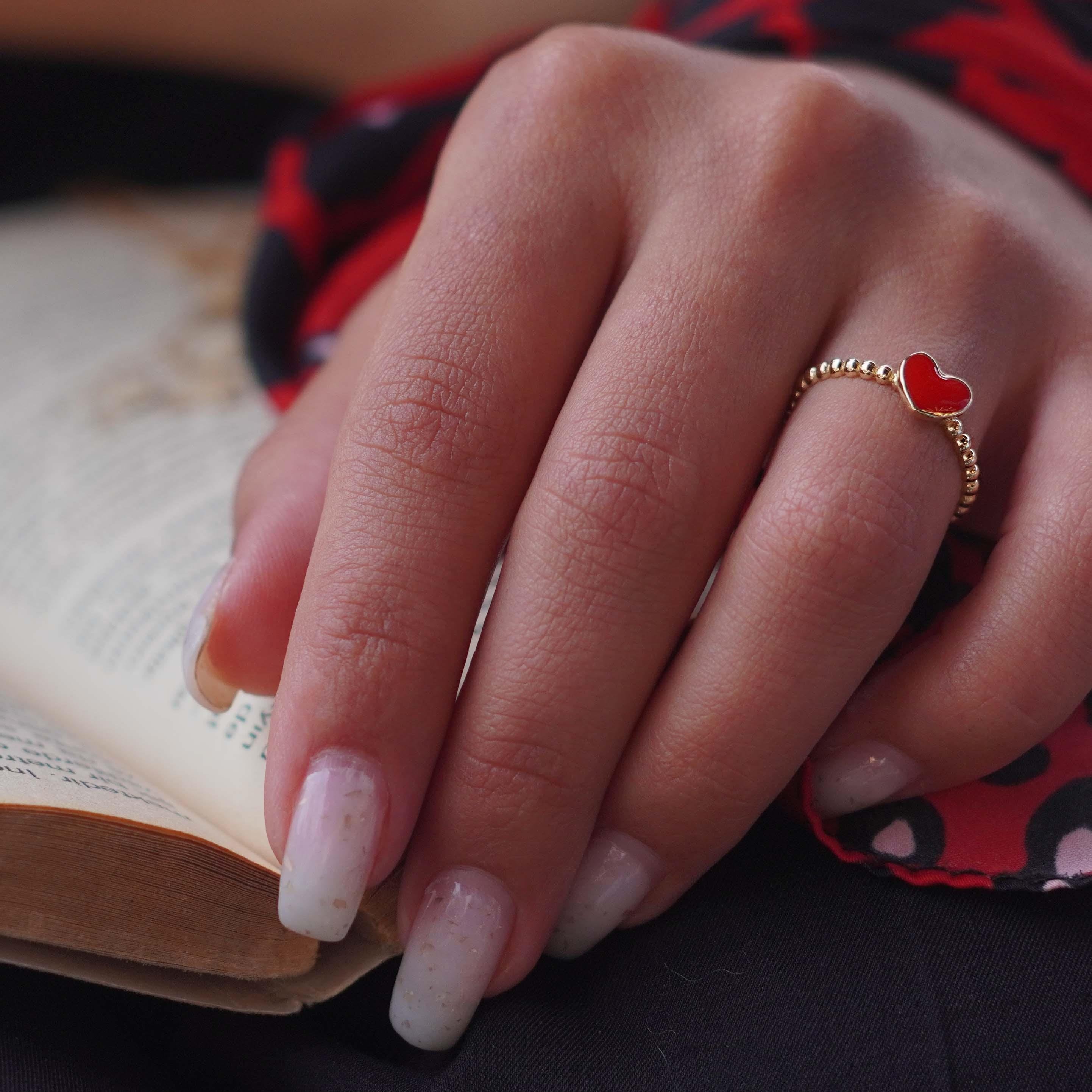 Kırmızı Kalp Yüzük