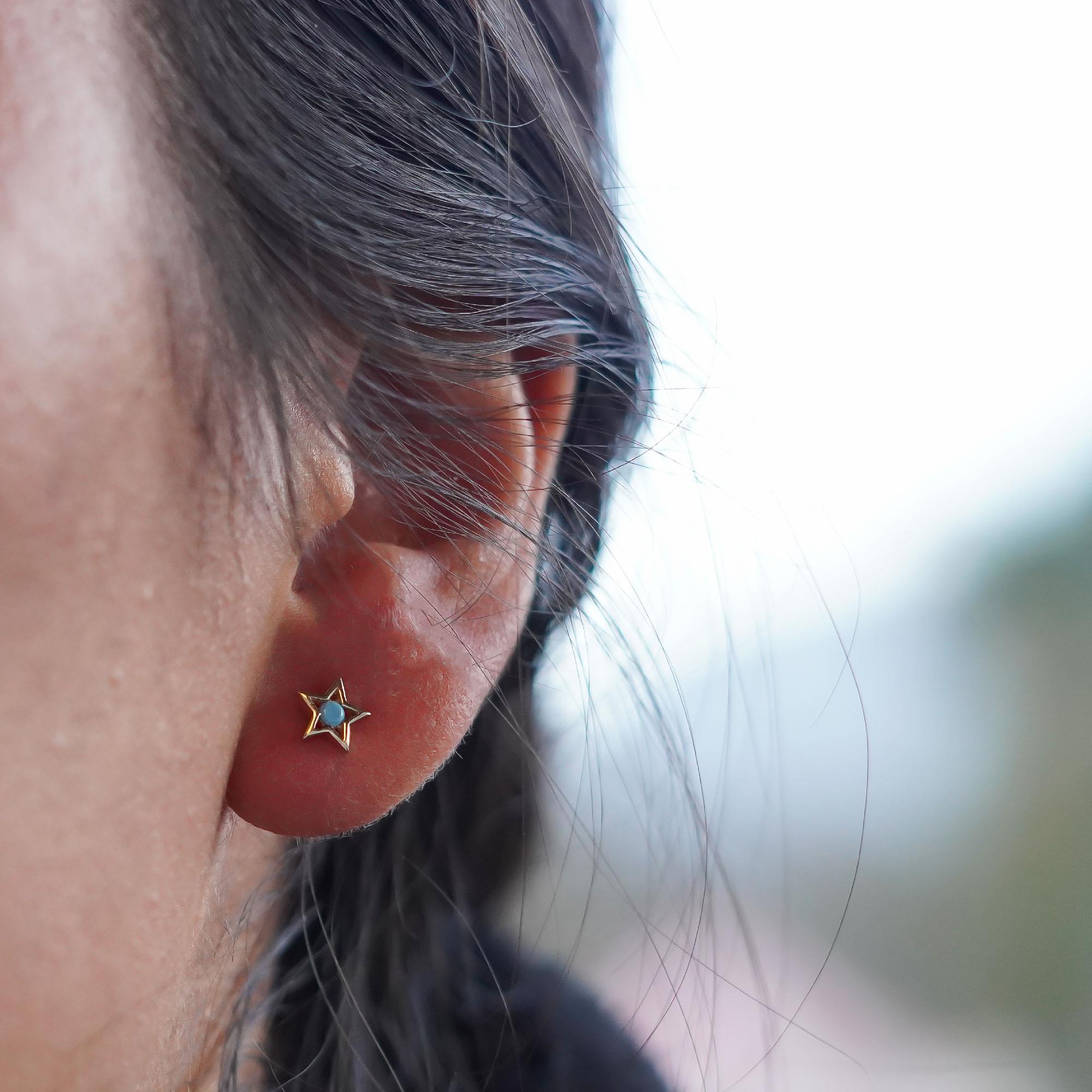 Mineli Yıldız Küpe