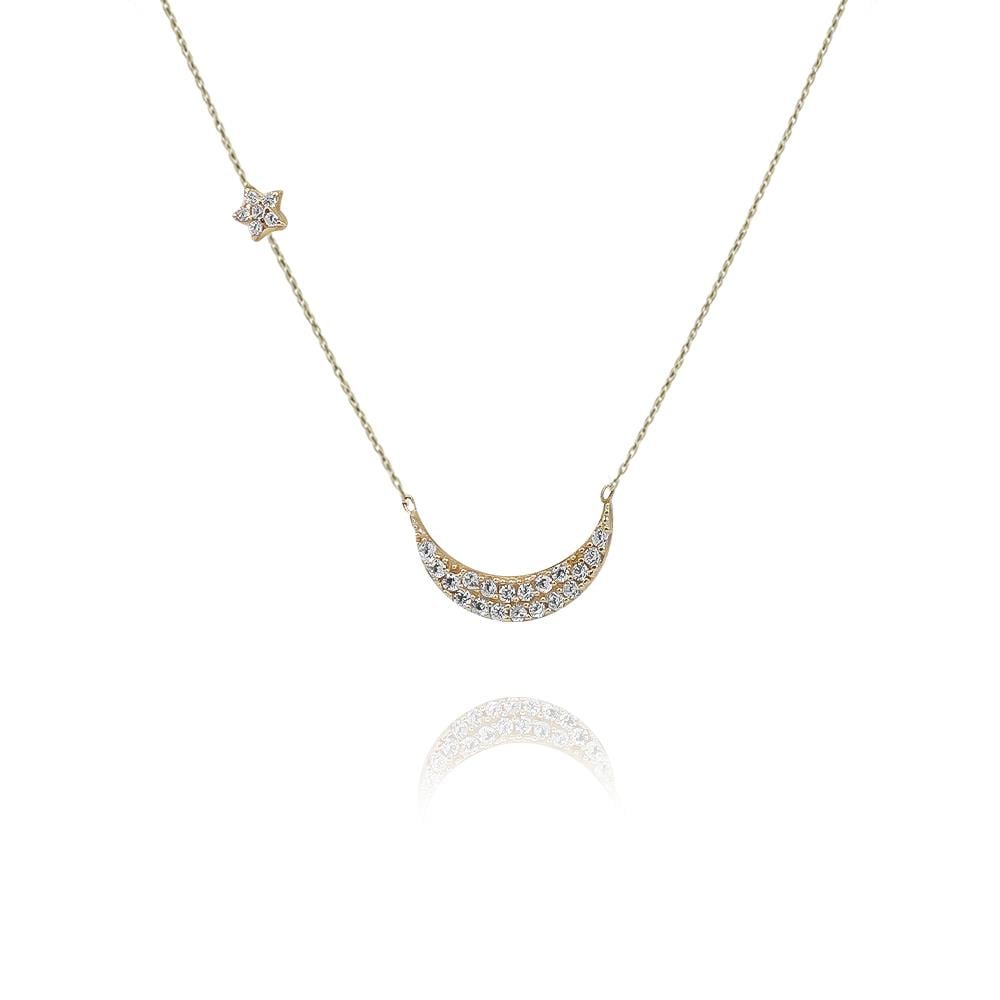 Minimal Ay Yıldız Kolye