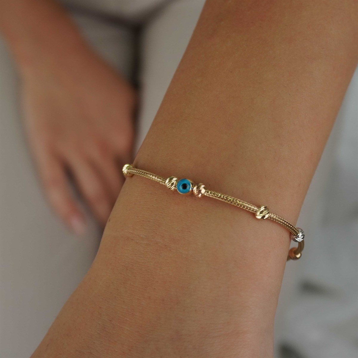 Nazar Boncuklu Dorika PopCorn Bileklik