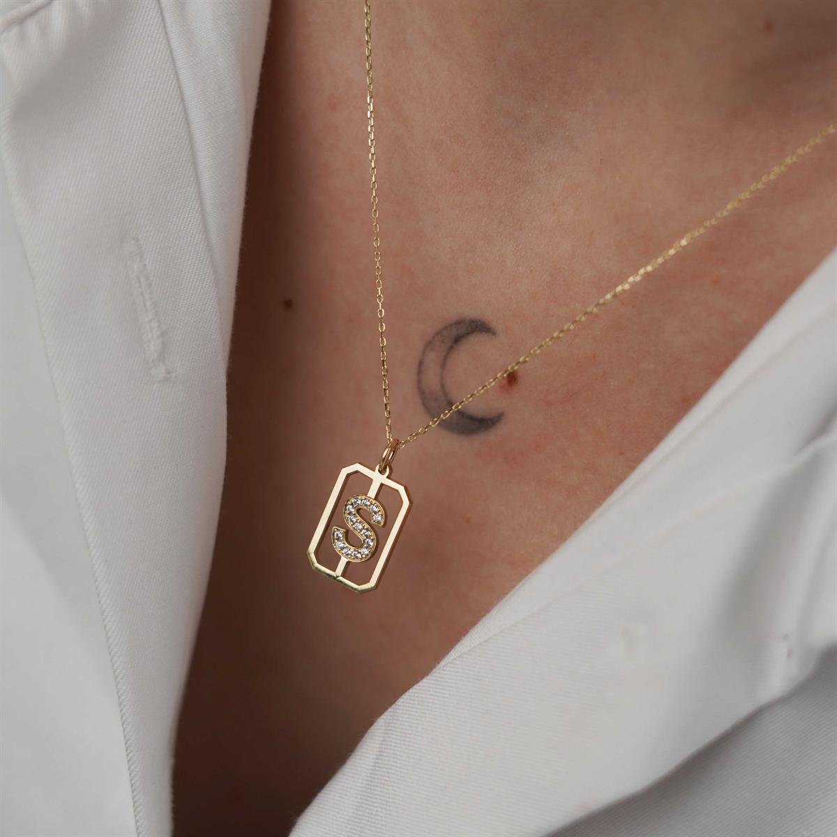 Tasarım Harf Kolye - Taşlı