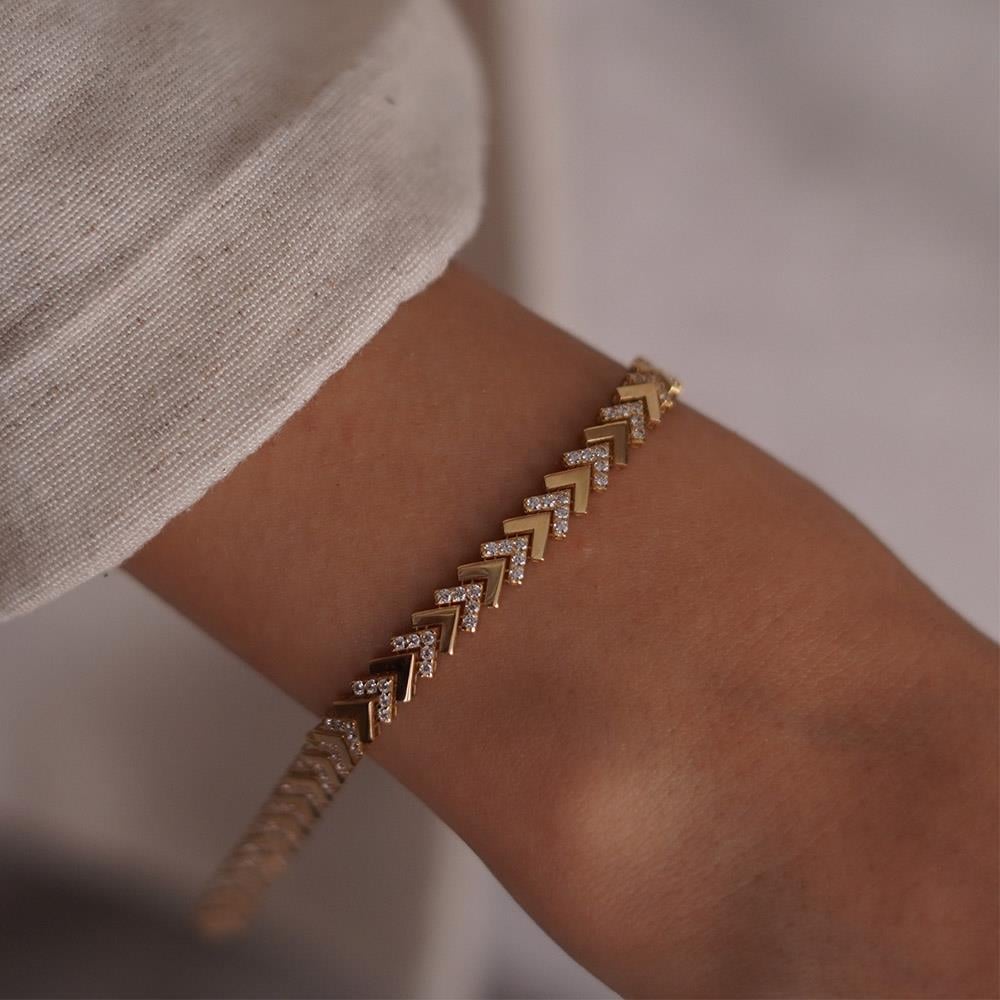 Taşlı Balık Sırtı Bileklik