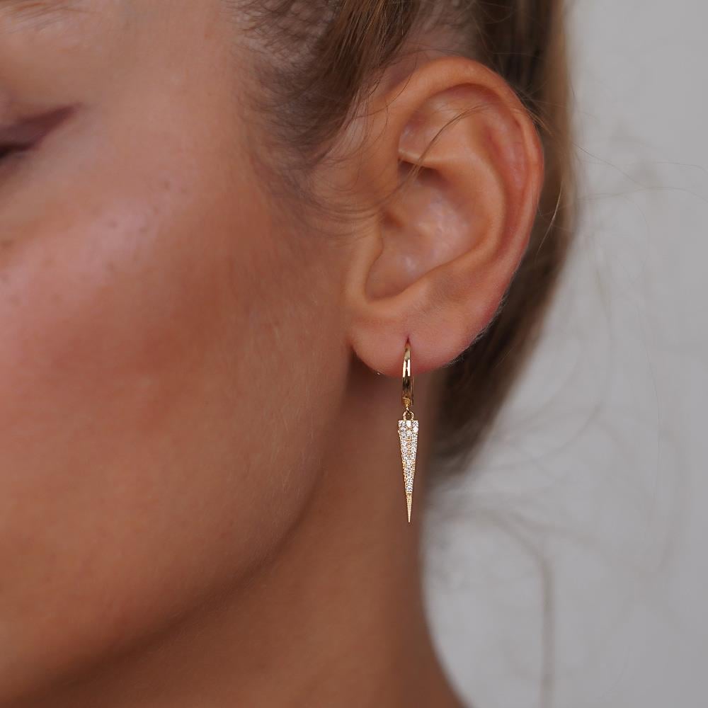 Taşlı Üçgen Küpe