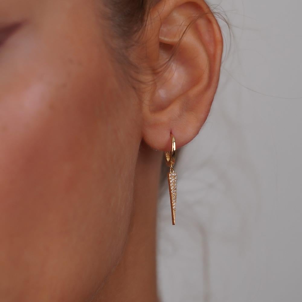 Taşlı Üçgen Küpe