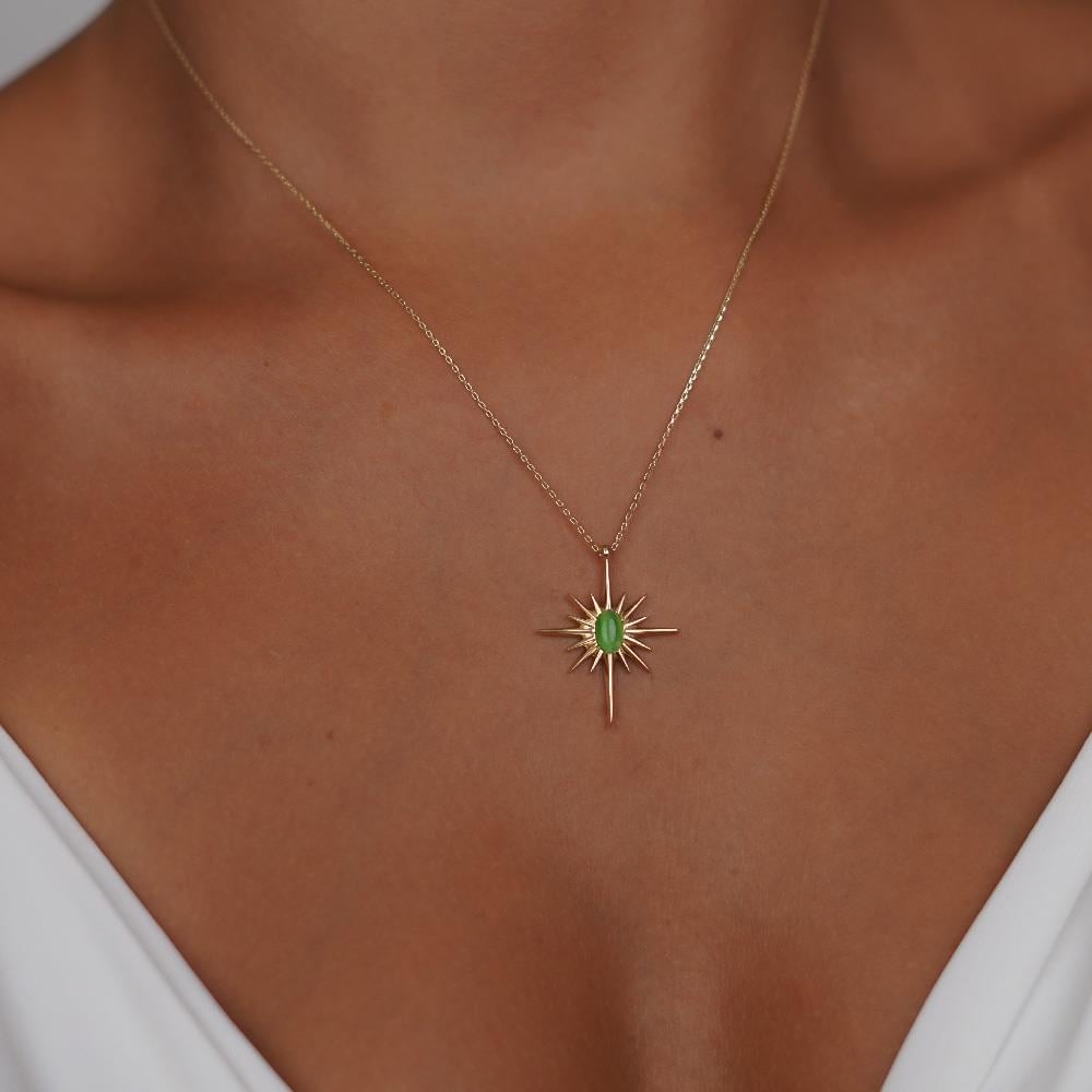 Yeşil Mineli Sirius Kolye