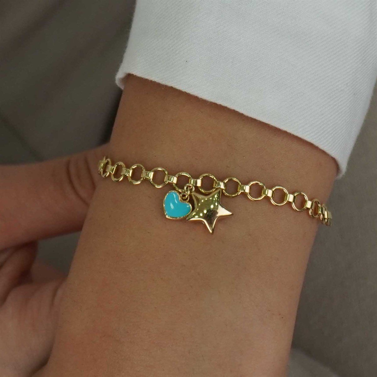 Yıldız Kalp Charm Bileklik