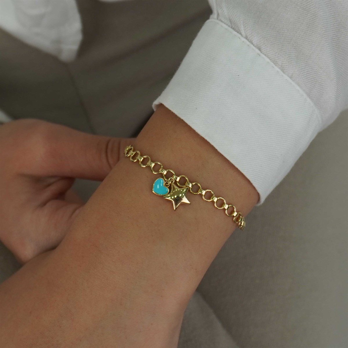 Yıldız Kalp Charm Bileklik