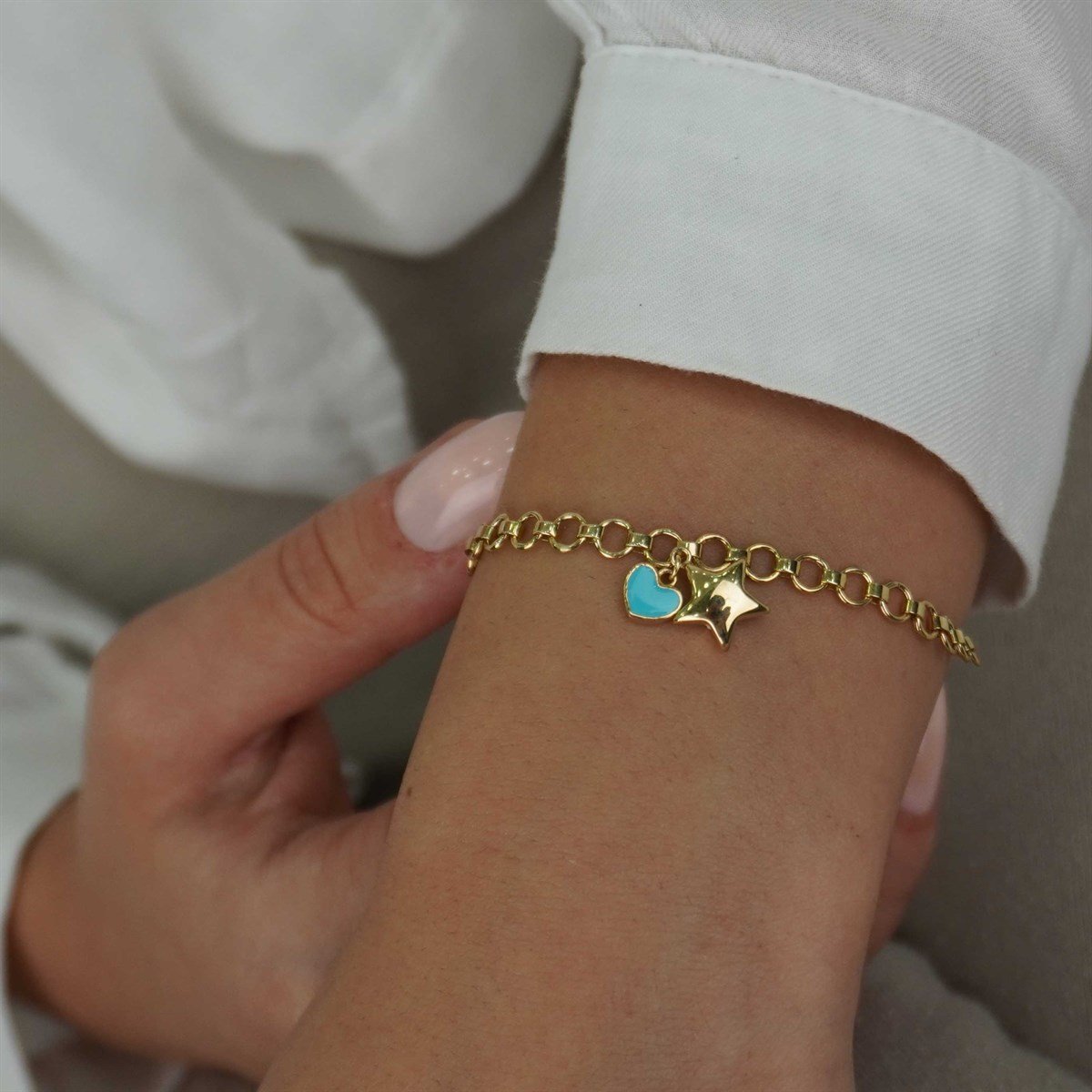 Yıldız Kalp Charm Bileklik