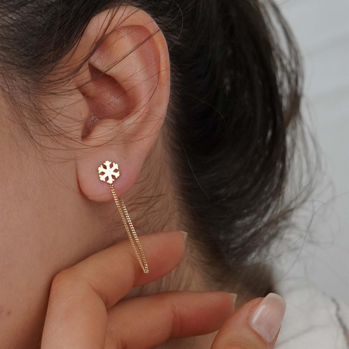 Zincirli Kar Tanesi Küpe