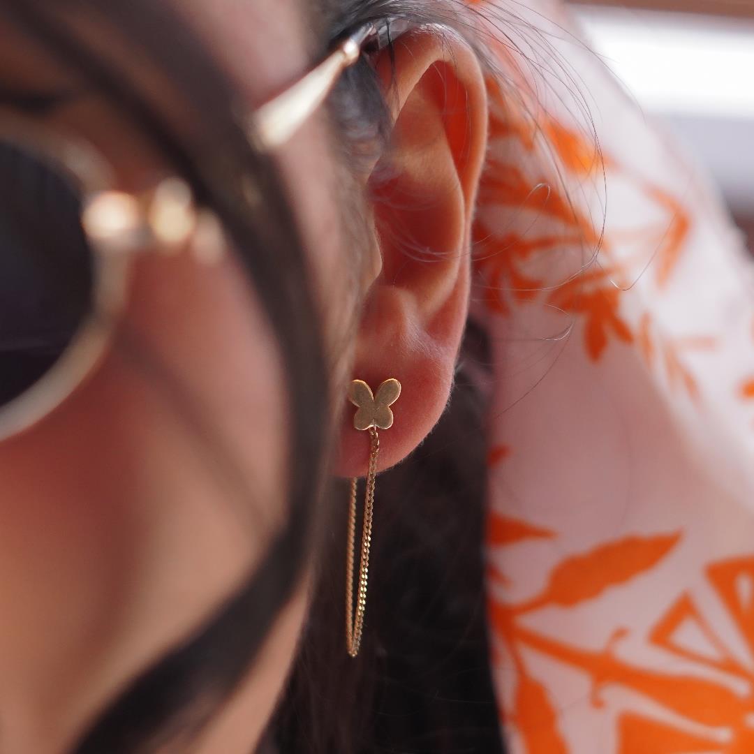 Zincirli Kelebek Küpe