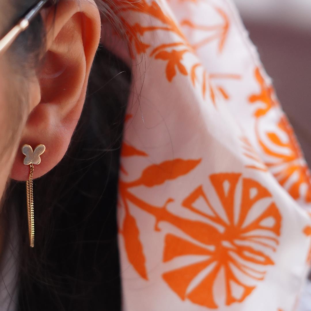 Zincirli Kelebek Küpe