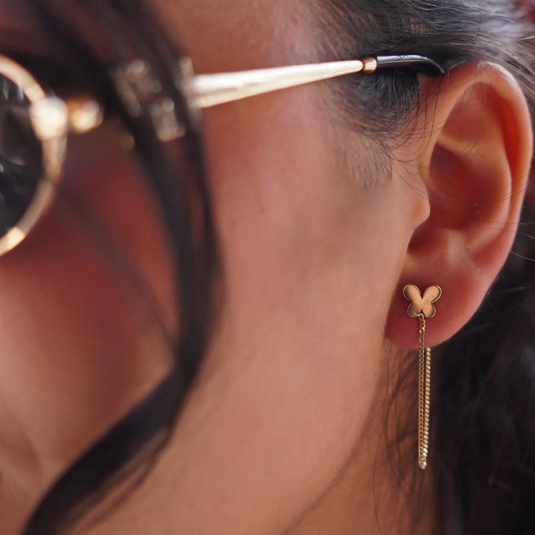 Zincirli Kelebek Küpe