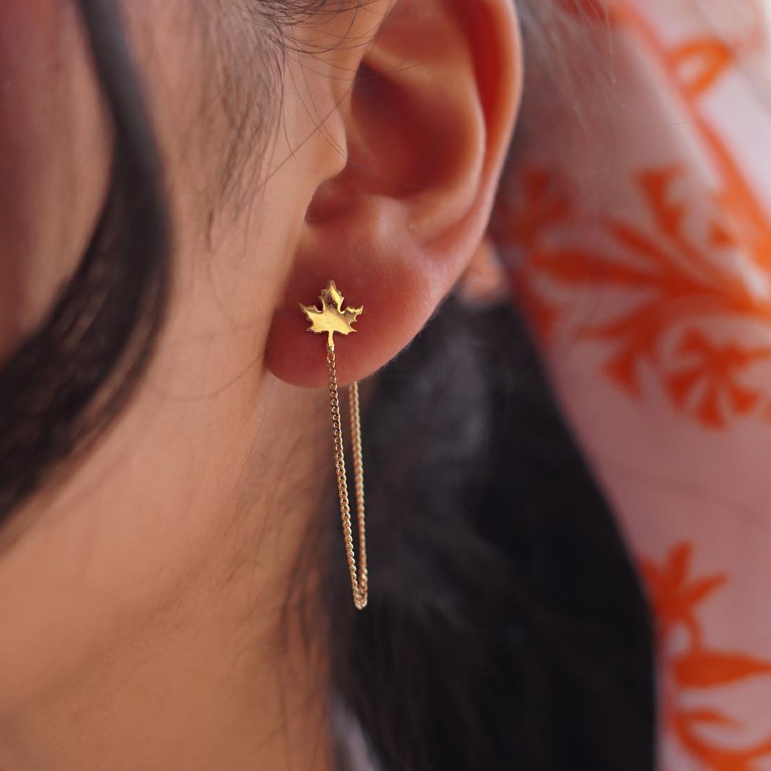 Zincirli Yaprak Küpe