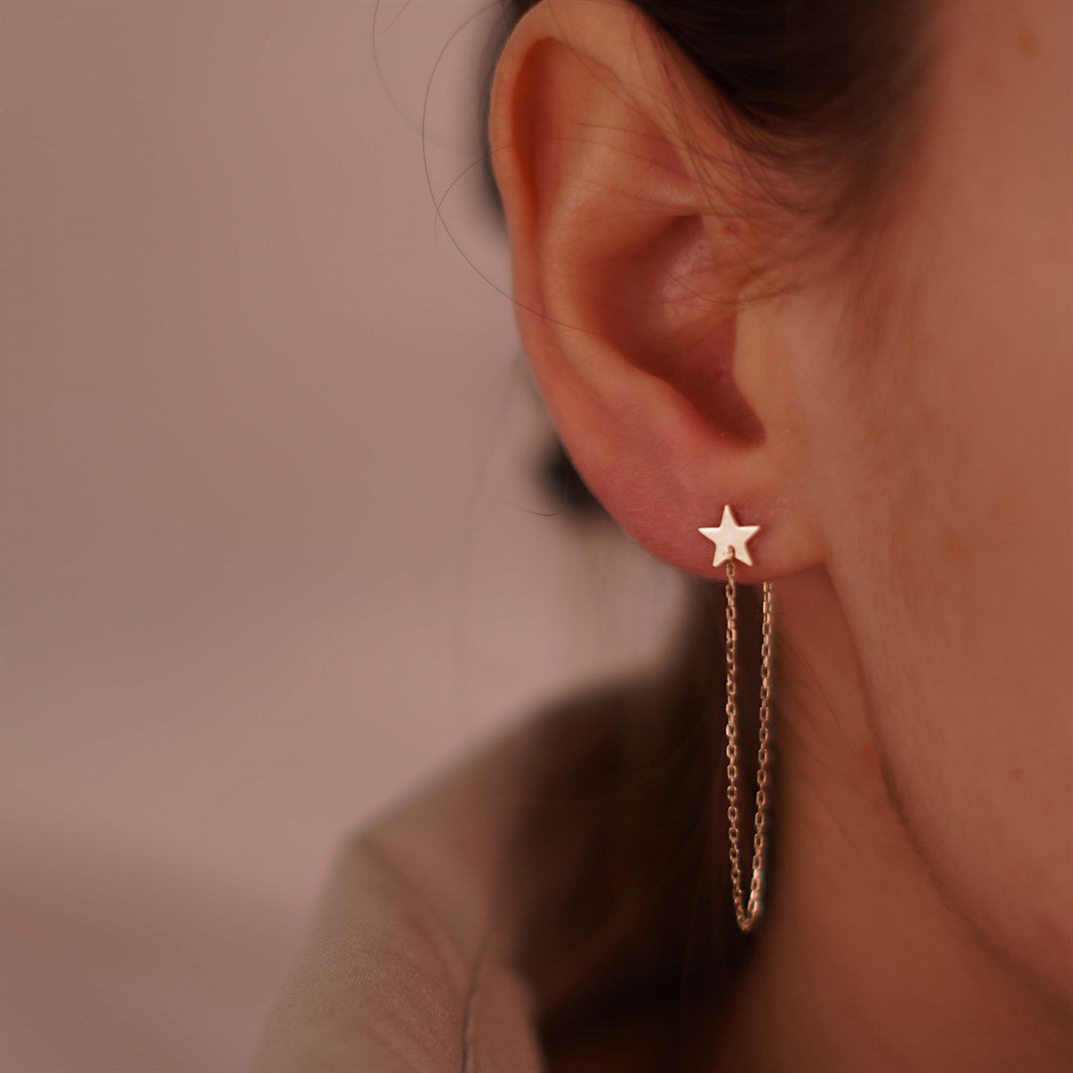 Zincirli Yıldız Küpe