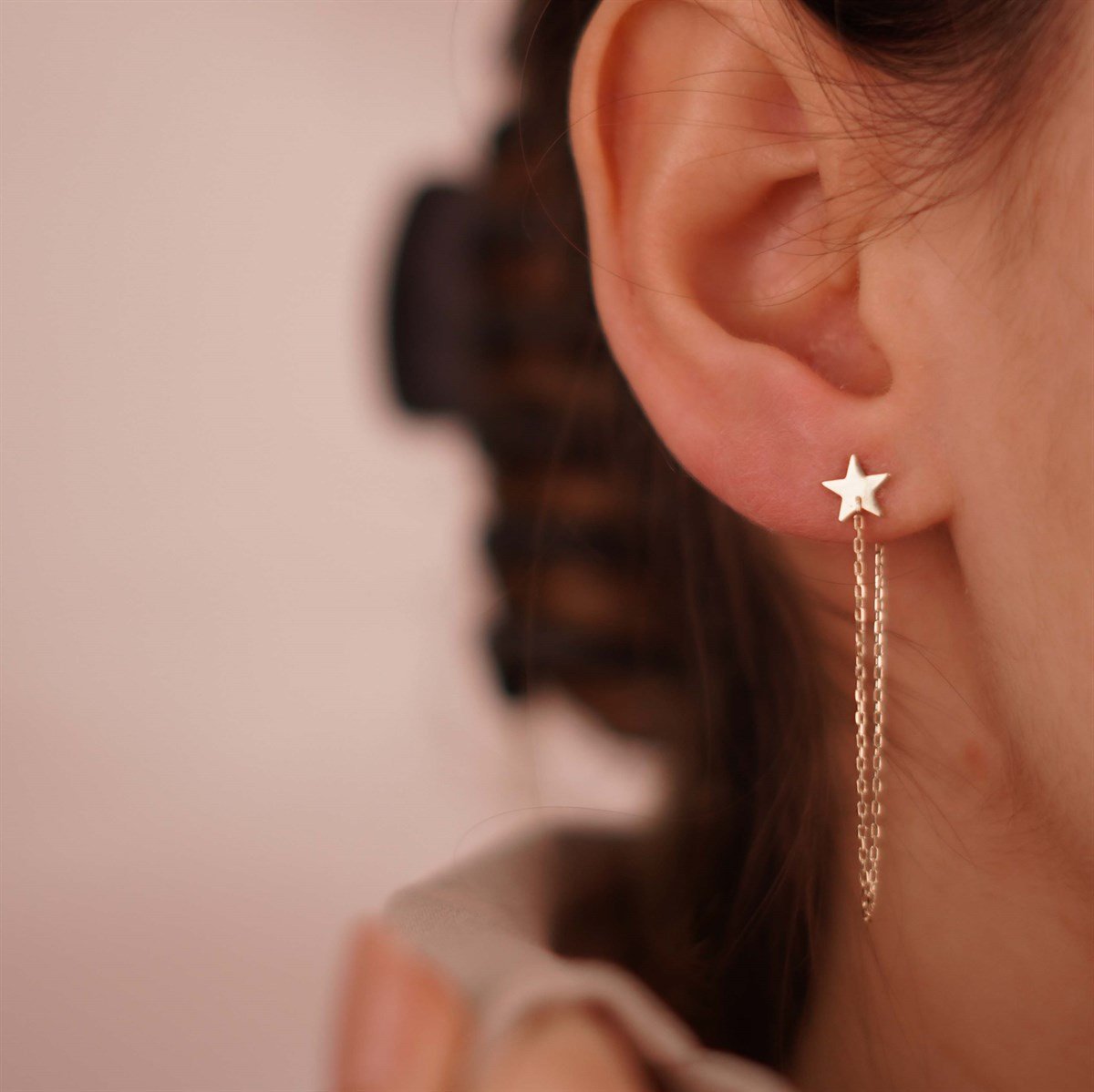 Zincirli Yıldız Küpe