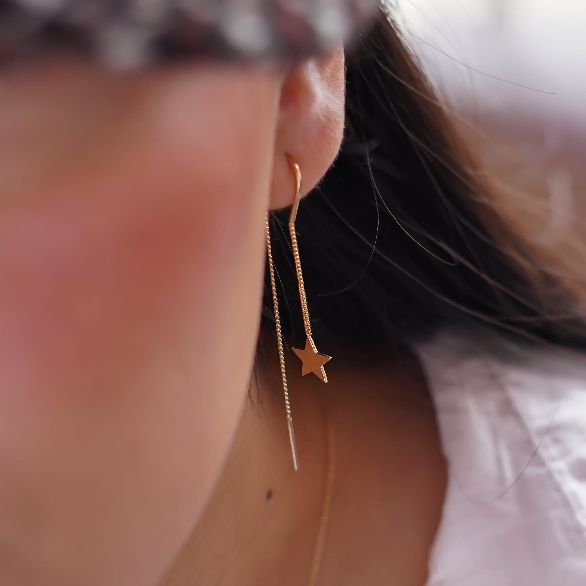 Zincirli Yıldız Küpe