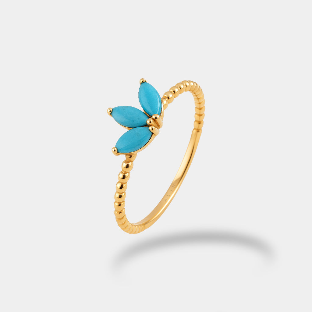 Top Top Firuze Lotus Yüzük