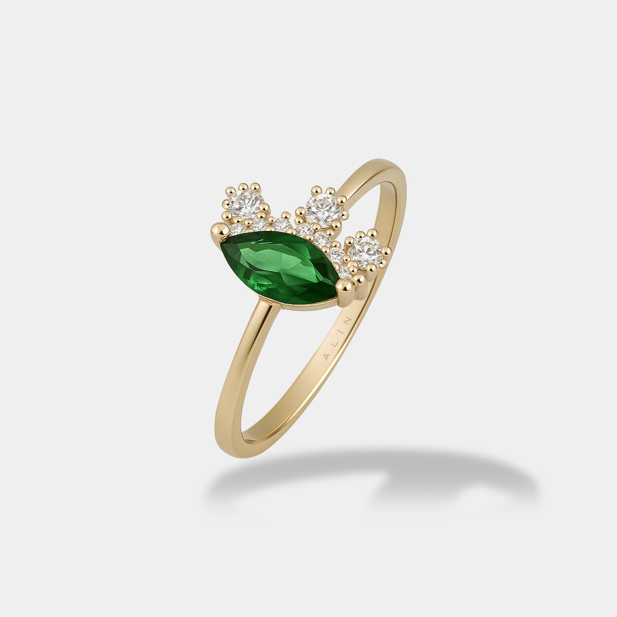 Zümrüt Taşlı Kirpik Yüzük