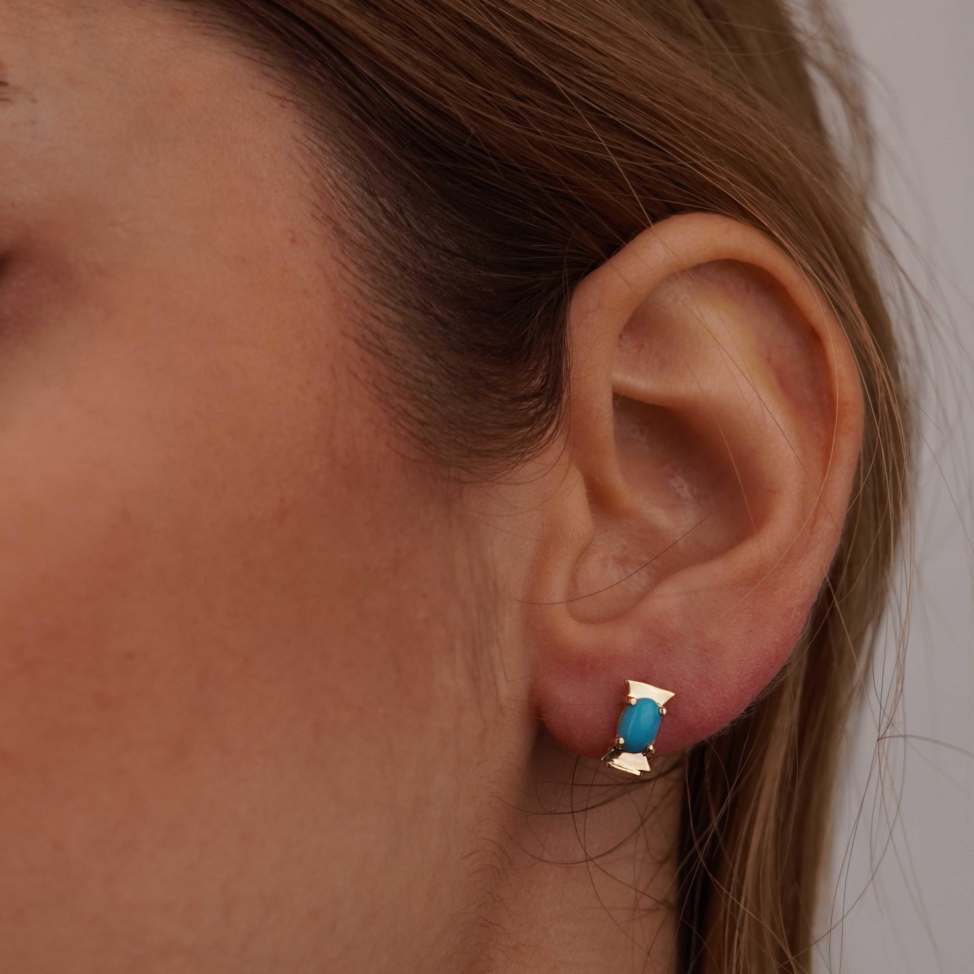 Desenli Firuze Küpe