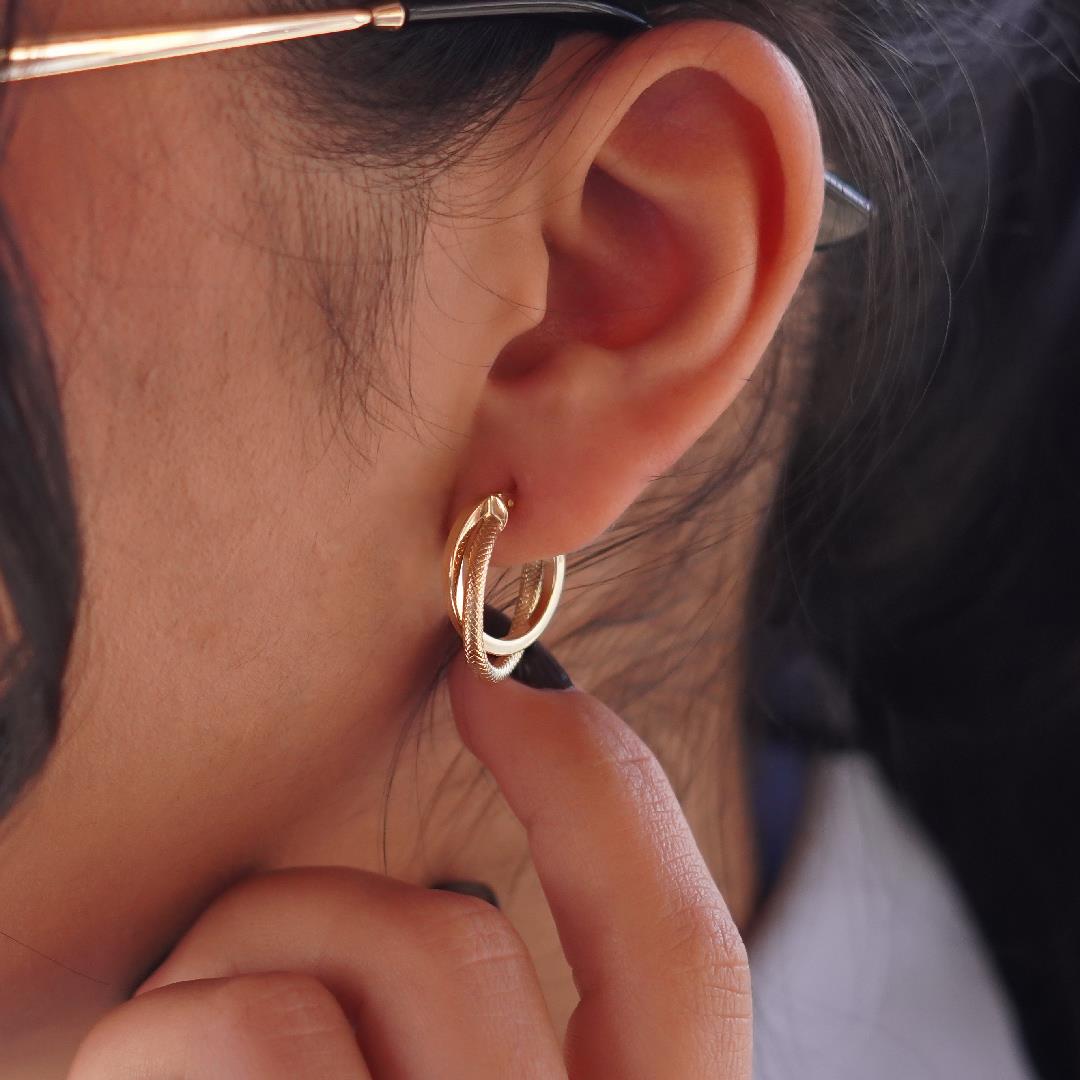 Desenli İkili Halka Küpe