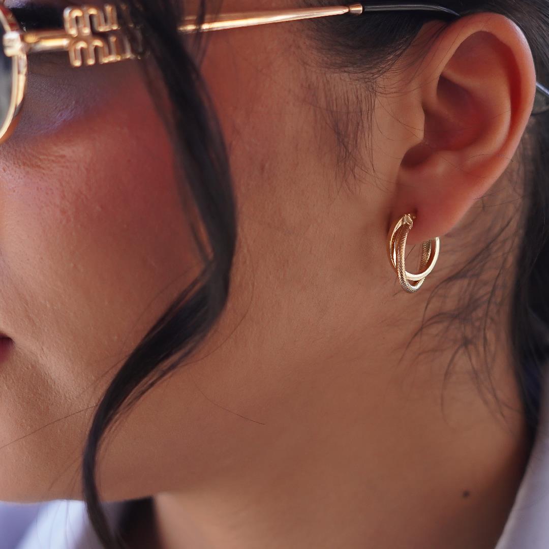 Desenli İkili Halka Küpe