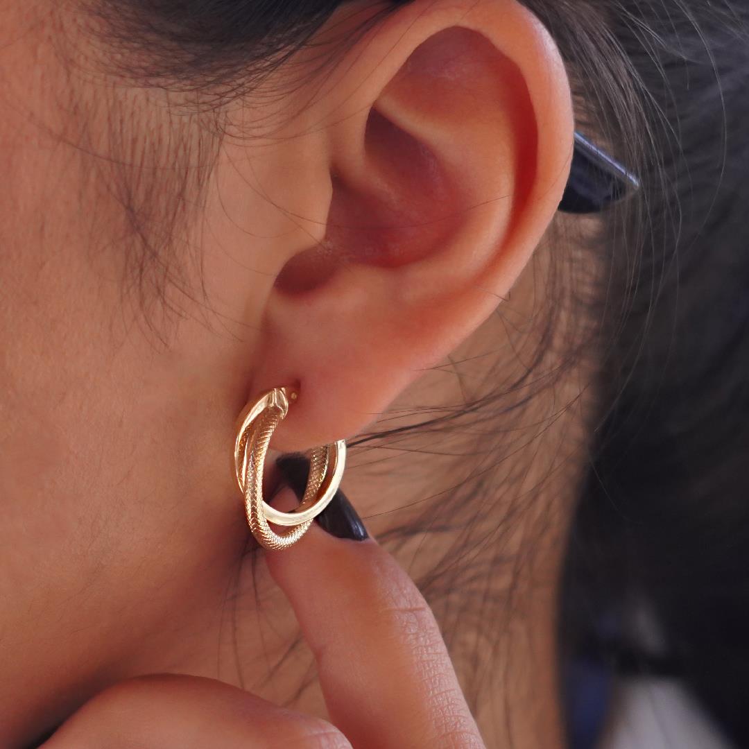 Desenli İkili Halka Küpe