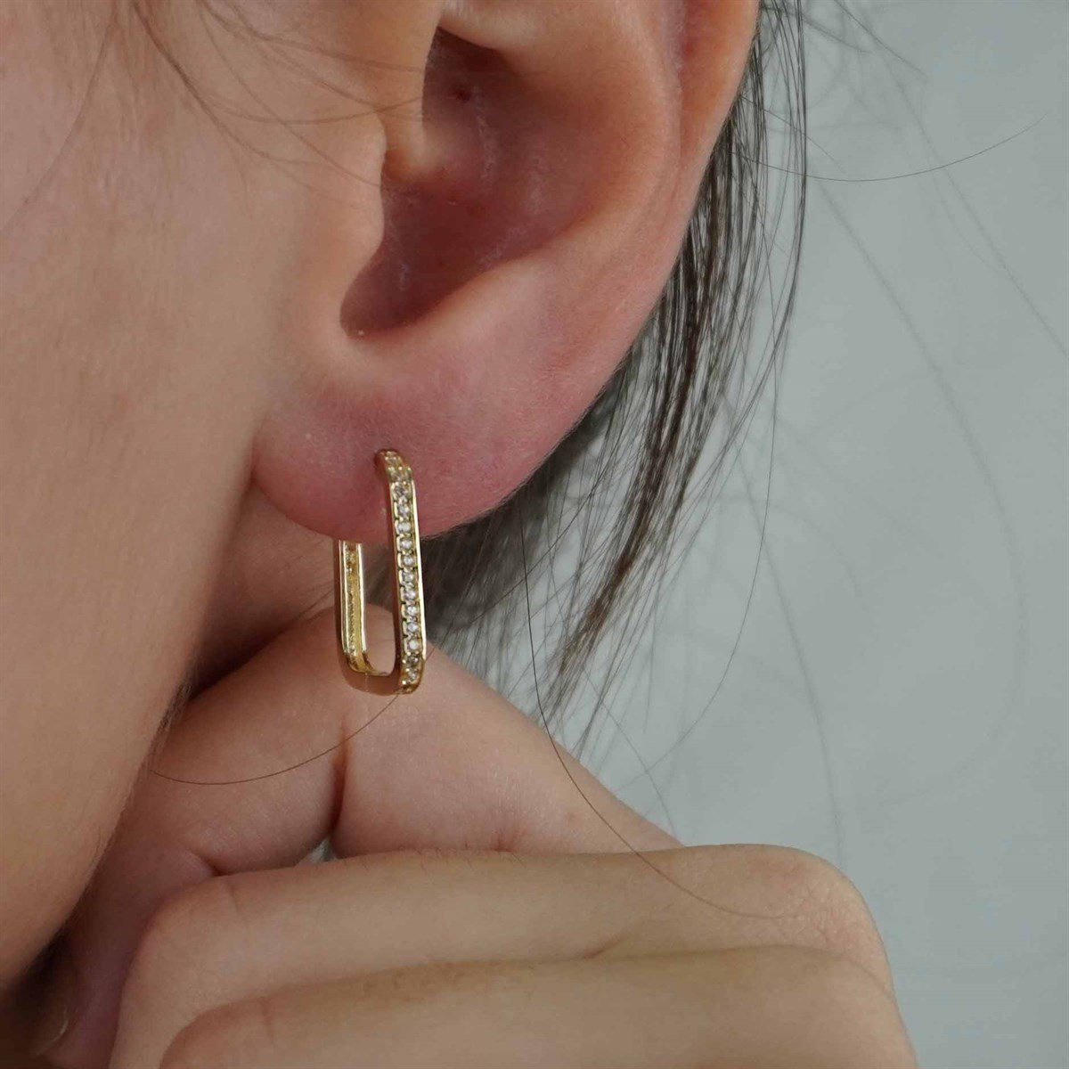 Dikdörtgen Küpe - Oval Köşeli