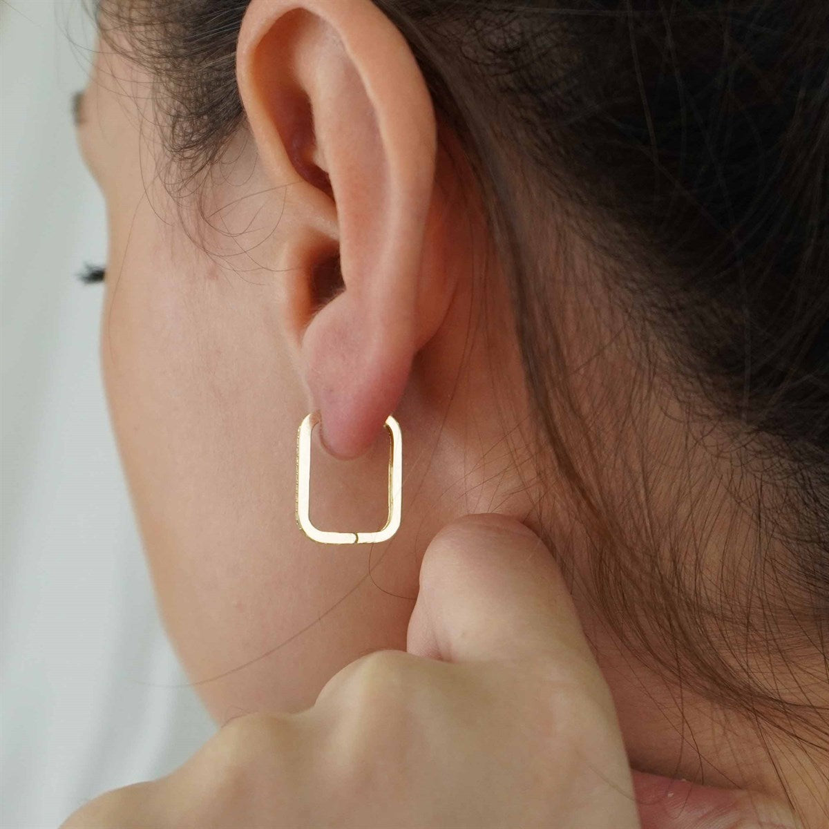 Dikdörtgen Küpe - Oval Köşeli