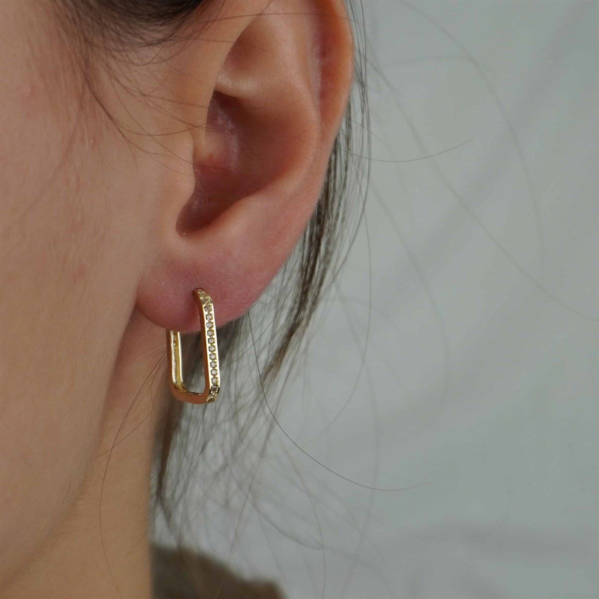 Dikdörtgen Küpe - Oval Köşeli