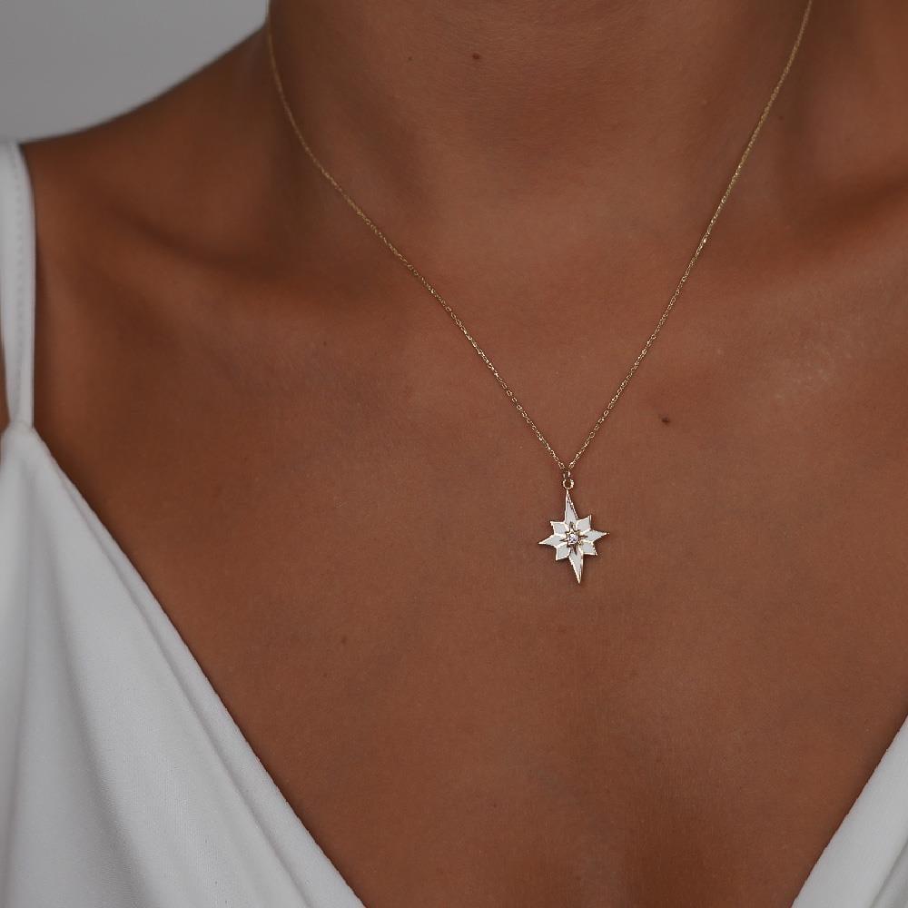 Mineli Kutup Yıldız Kolye